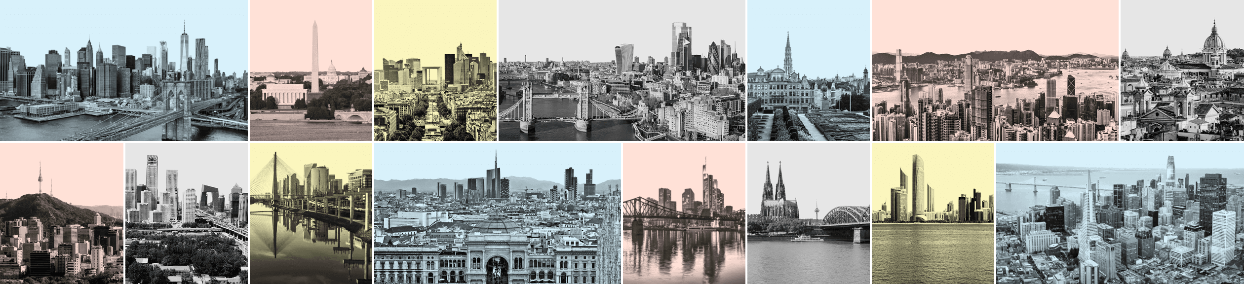 composite image of various city skylines